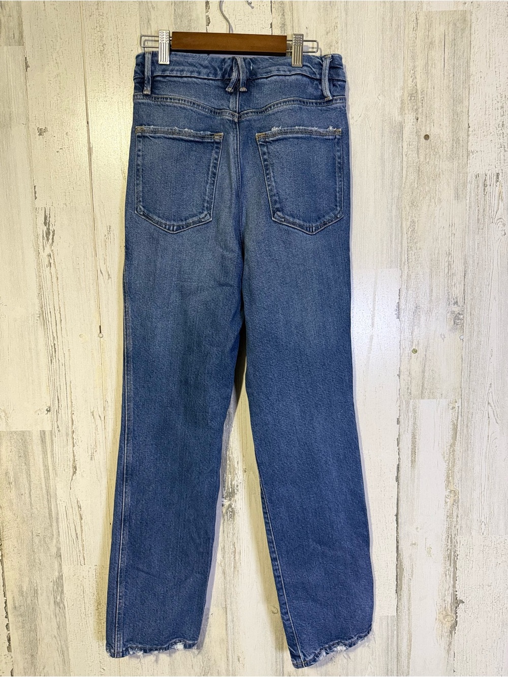Good American Good Curve Straight Jeans Super High Rise Sz 4 / 27 Raw Hem - Picture 5 of 9